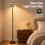 Artiss LED Floor Lamp with Dual Rotating Heads, Dimmable Light and Remote Control Black 20W.