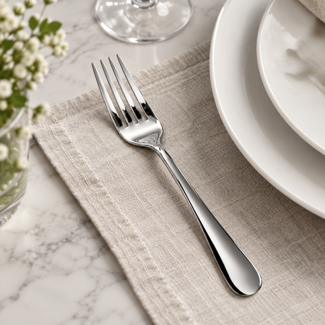 Dolphy Augusta Stainless Steel Table Fork 206mm 18/0 Grade Commercial Cutlery for Restaurants, Cafes & Home Dining.