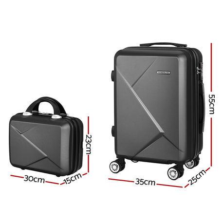 Black handheld luggage case, lightweight.