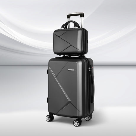 Black handheld luggage case, lightweight.