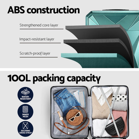 Wanderlite TSA Atrovirens luggage, lightweight.
