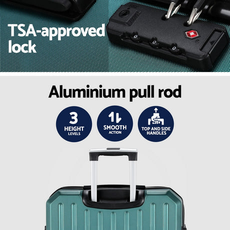 Wanderlite TSA Atrovirens luggage, lightweight.