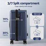 Wanderlite 2pcs Trunk Luggage Suitcase Travel Carry On TSA Lock 12" 20" Navy