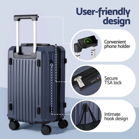 Wanderlite TSA navy trunk luggage, 2pcs.