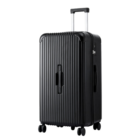 Wanderlite 28" Trunk Luggage Suitcase Travel 5 Wheels Type-C Port TSA Black.