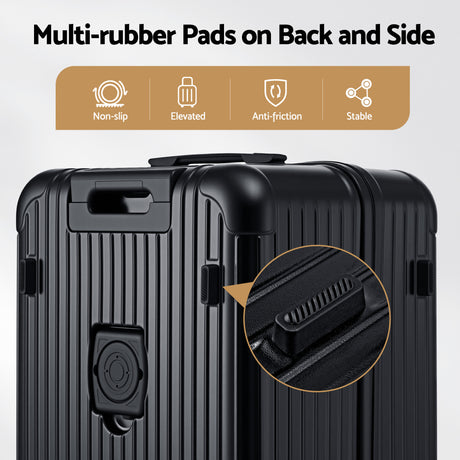 Wanderlite 28" Trunk Luggage Suitcase Travel 5 Wheels Type-C Port TSA Black.
