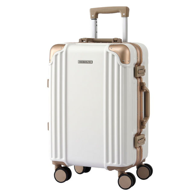 Wanderlite white aluminium lock spinner wheels.