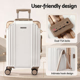 Wanderlite white aluminium lock spinner wheels.