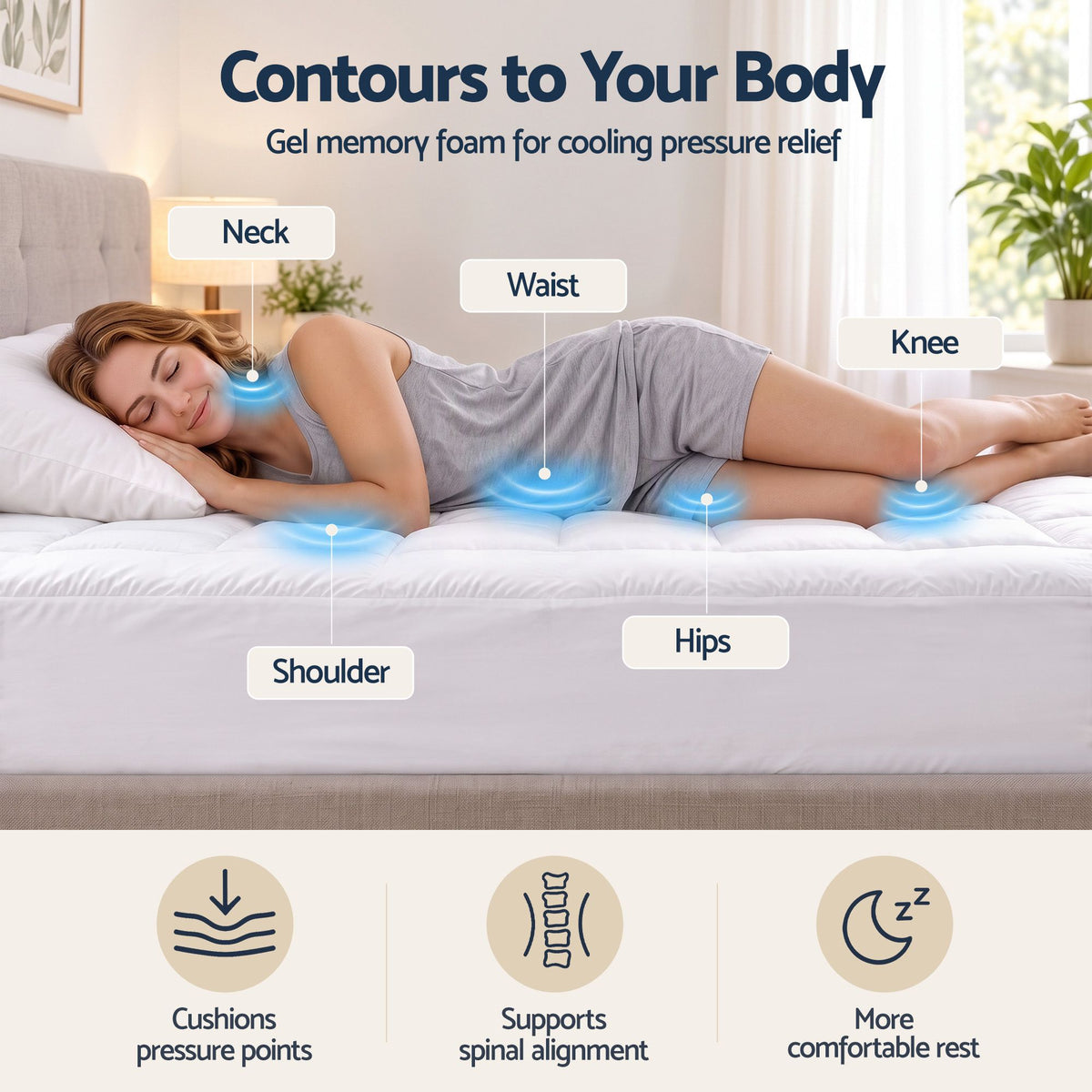 Giselle 5cm single memory foam mattress topper, pillow top with gel foam
