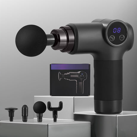 Everfit Massage Gun 8 Speed 4 Heads Vibration Muscle Massager Chargeable Black.