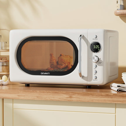 Devanti 20L Microwave Oven 700W Cream