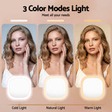 Embellir LED Compact Mirror Lighted Travel Makeup Mirror Pocket-Sized 1x 10x Magnification Square Pink