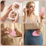 Embellir LED Compact Mirror Lighted Travel Makeup Mirror Pocket-Sized 1x 10x Magnification Square Pink