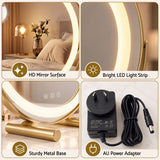 Embellir 50cm Hollywood Makeup Mirror with Lights and 10X Magnifier Round Gold.