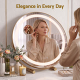 Embellir 50cm Hollywood Makeup Mirror with Lights and 10X Magnifier Round Gold.