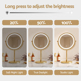 Embellir Lighted Makeup Mirror Rotation 10X Magnifying Double Sided Tabletop Gold