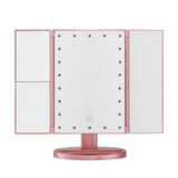Embellir Tri-fold Makeup Mirror 1X2X3X Magnifying with LED Light Travel Portable Pink