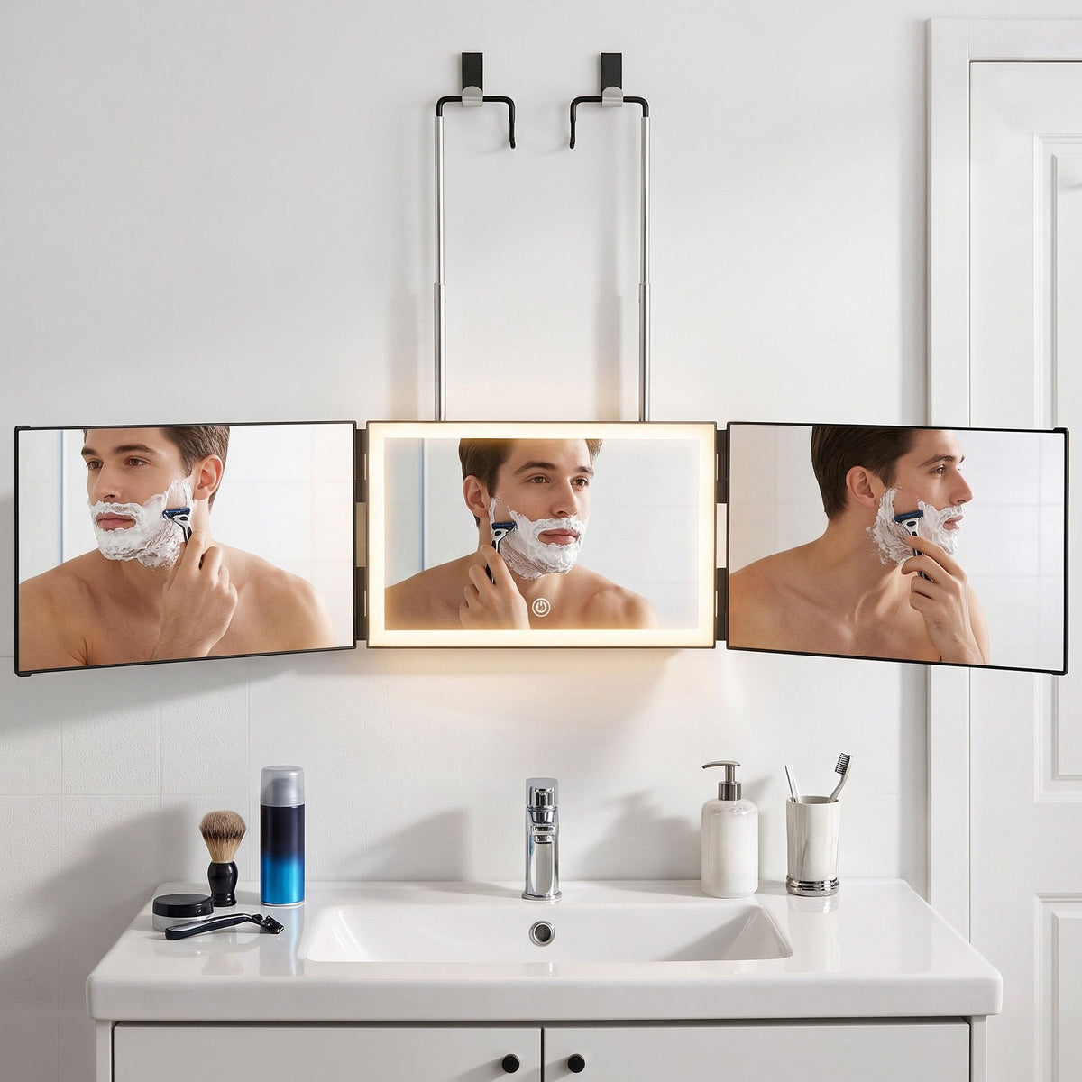 Embellir 3 Way Mirror with LED Lights for Self Hair Cutting