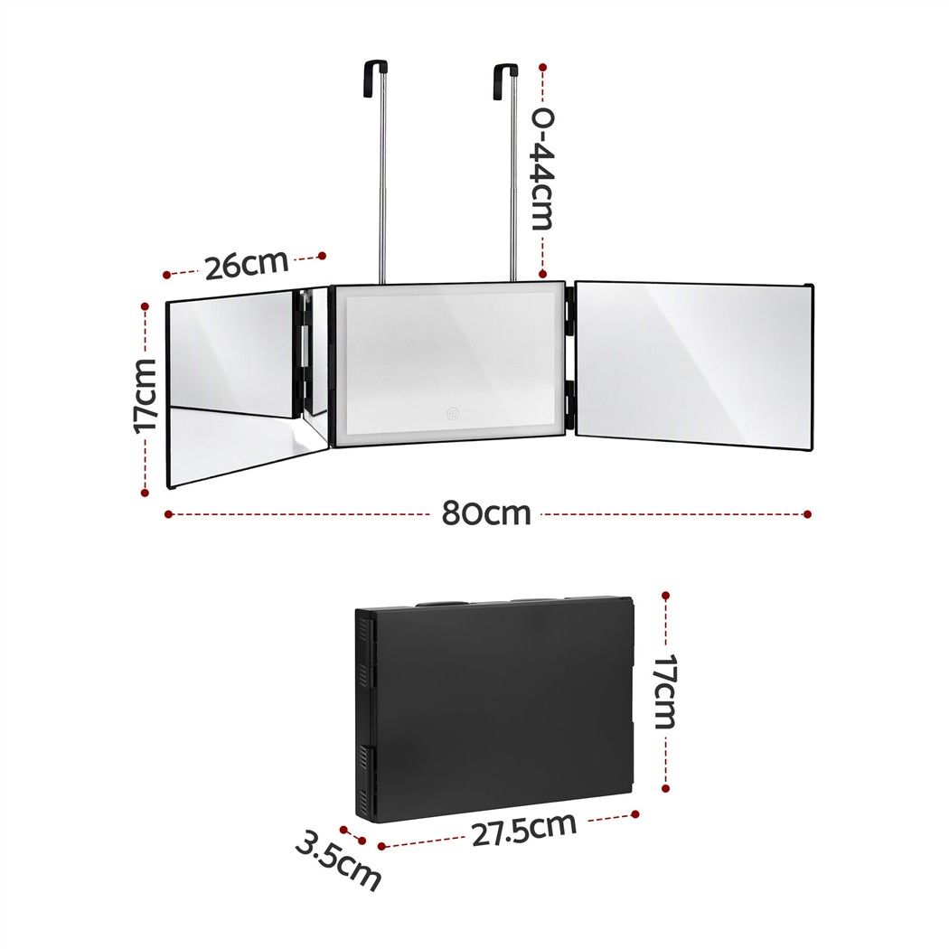 Embellir 3 Way Mirror with LED Lights for Self Hair Cutting