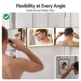 Embellir 3 Way Mirror with LED Lights for Self Hair Cutting