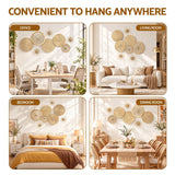 Artiss 8 Pieces Gold Metal Wall Decor Set 3D Starburst Round Disc Sculptures Flexible DIY Layout.
