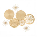 Artiss 8 Pieces Gold Metal Wall Decor Set 3D Starburst Round Disc Sculptures Flexible DIY Layout.