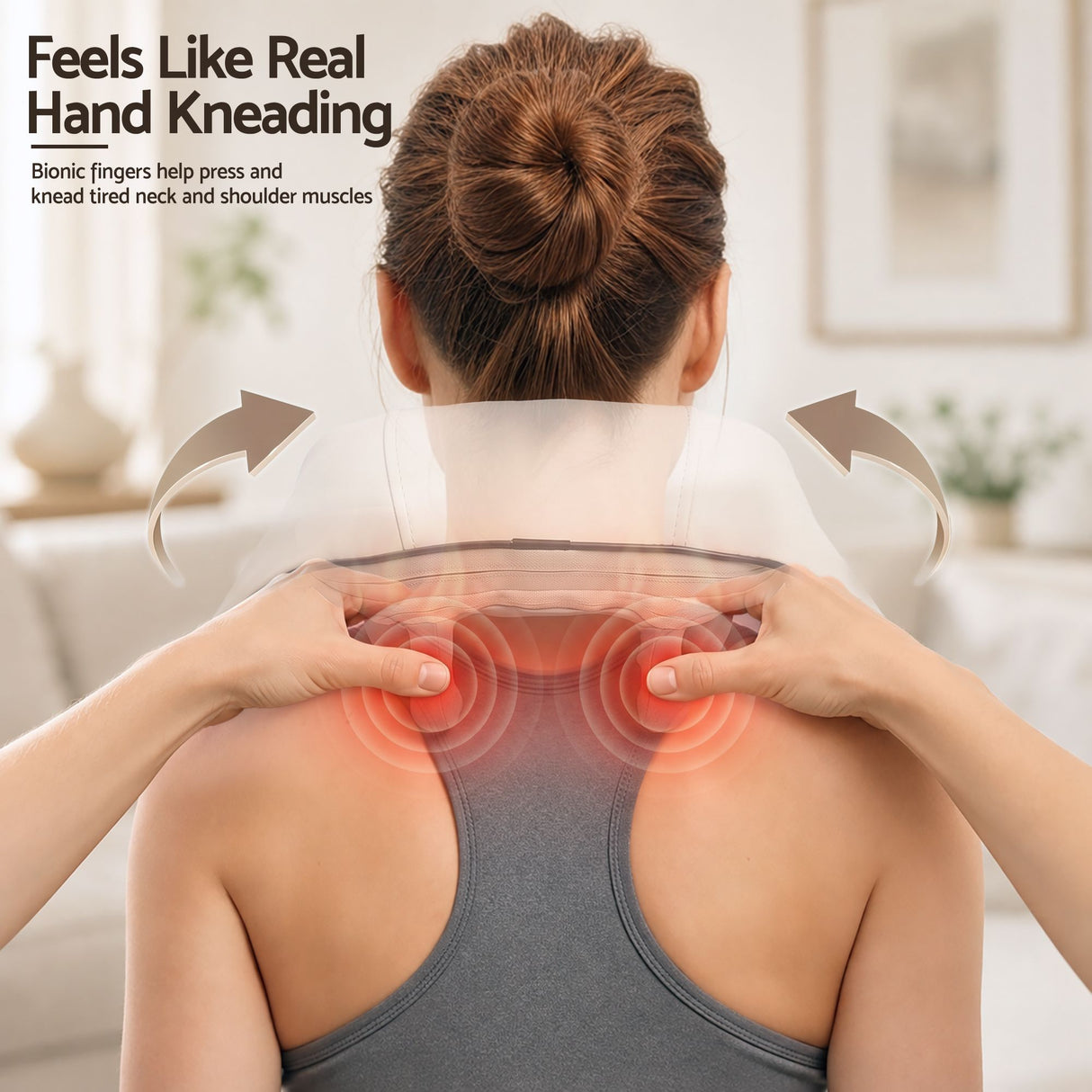 Livemor Neck Massager with Heat Pillow Shiatsu Shoulder Back Massager Pain Relief Tissue Kneading - Shoppers Spot Health & Beauty > Massage & Relaxation > Massagers - Alternate view 5