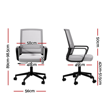 Artiss Mesh Office Chair Computer Gaming Desk Chairs Work Study Mid Back Grey