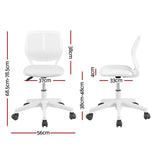Artiss Ergonomic Office Chair Armless Study Chair Height Adjustable for Girls Boys Teens White