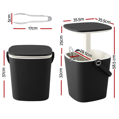 Gardeon Tong black portable bar table, 15L.