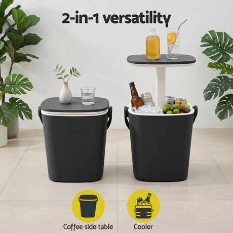 Gardeon Tong black portable bar table, 15L.