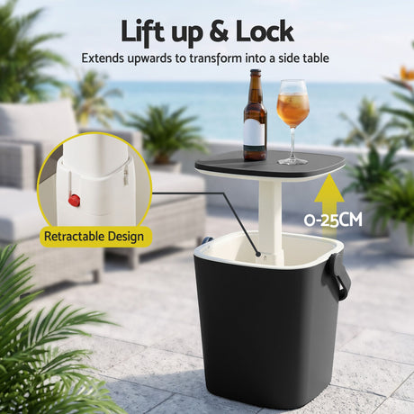 Gardeon Tong black portable bar table, 15L.