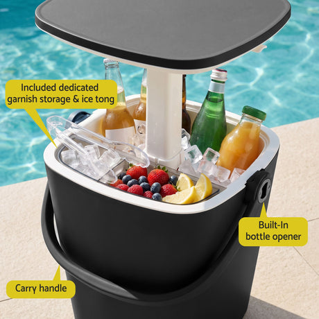 Gardeon Tong black portable bar table, 15L.