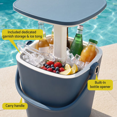 Gardeon Tong blue portable bar table, 15L.