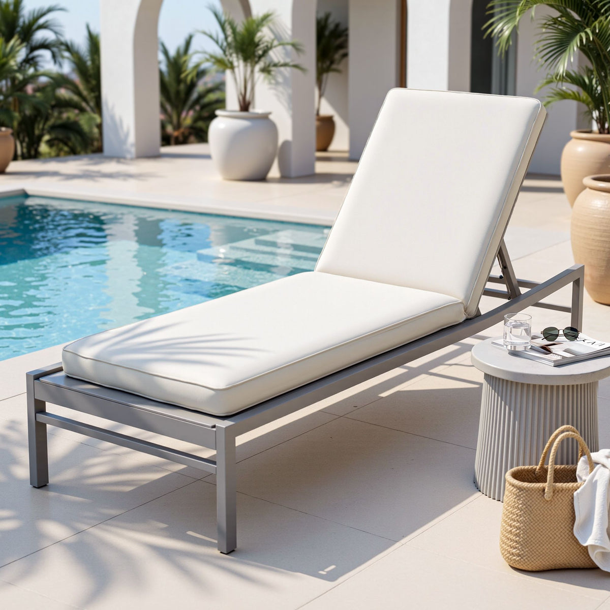 Gardeon Outdoor Chaise Lounge Cushion Lounge Chair Pad Sunbed Mattress Beige