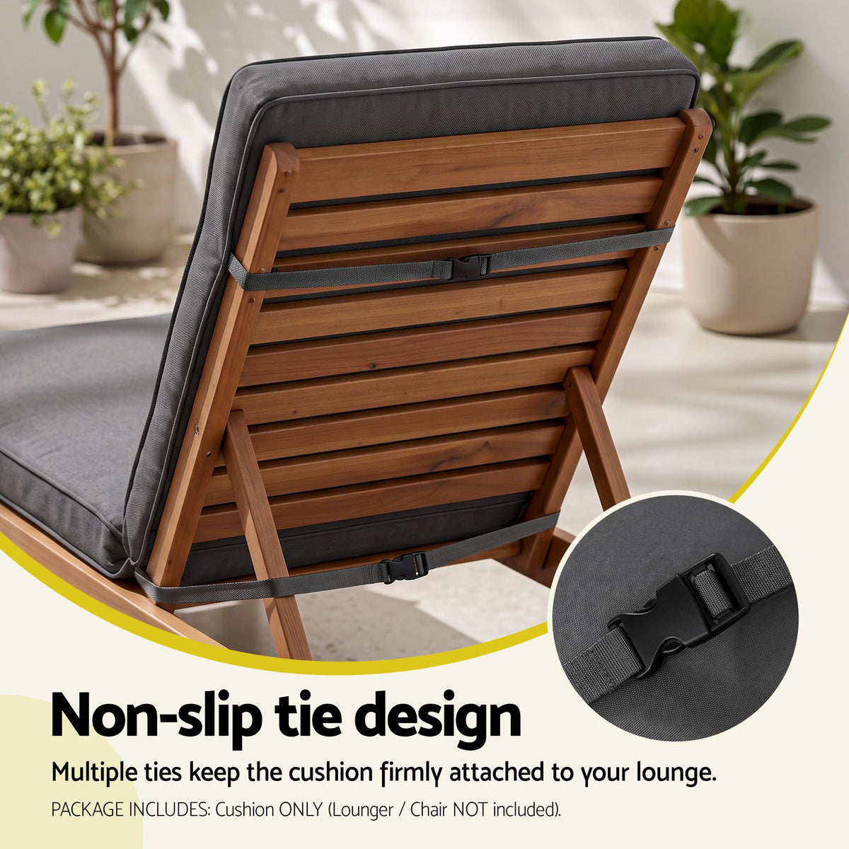 Gardeon Outdoor Chaise Lounge Cushion Lounge Chair Pad Sunbed Mattress Grey