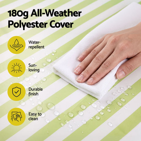 Green chair pad, quick drying, lightweight.
