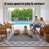 Gardeon Outdoor Rugs 274x366cm Large Carpet Reversible PP Dual-Sided Area Mat Patio Rug Grey
