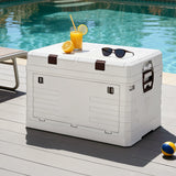 Foldable outdoor storage box, 80L, collapsible.