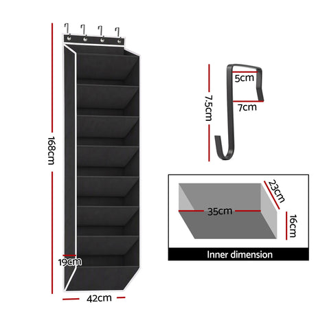 Black pantry hanger, folds flat, collapsible.
