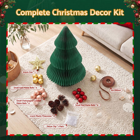 47cm green paper tree, folds flat for storage.