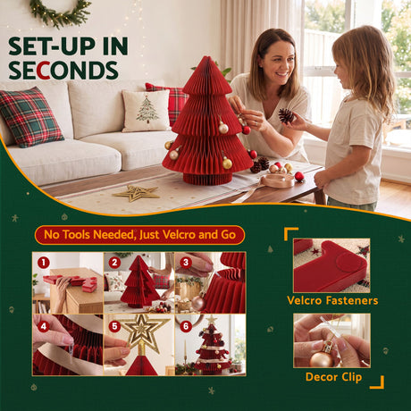 The 47cm red paper tree shown again, needing no tools.