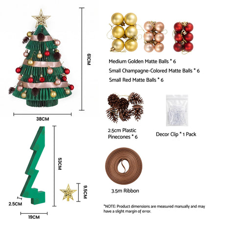 Another view of the 61cm green paper tree, folds flat for storage.
