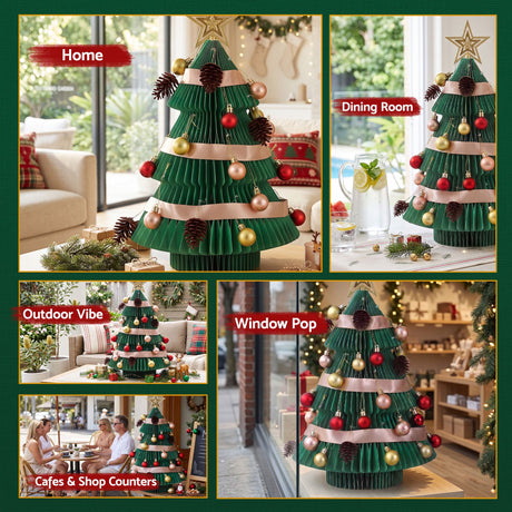 61cm green paper tree, needing no tools.