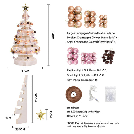Another view of the 114cm white paper tree, folds flat for storage.