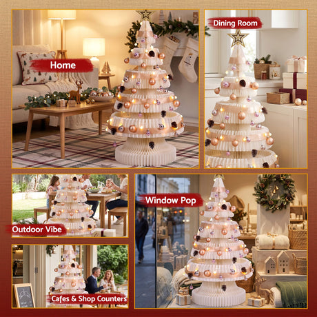 Further view of the 114cm white paper tree, for outdoor use.