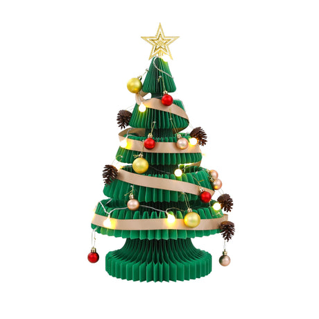 Another view of the 62cm green paper tree, needing no tools.