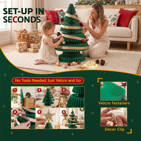 The 62cm green paper tree shown again, needing no tools.