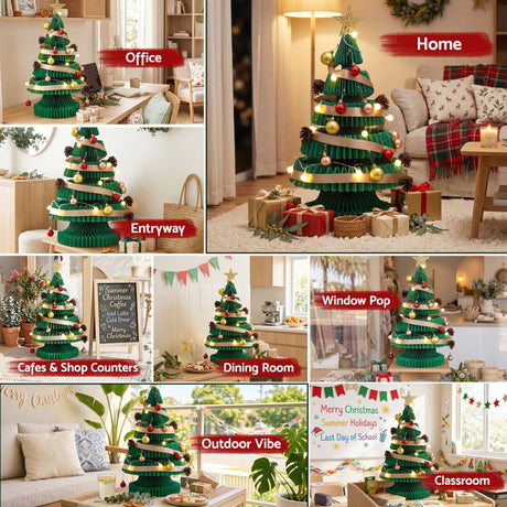 62cm green paper tree, needing no tools.