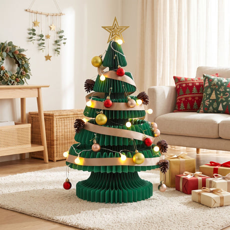 Further view of the 62cm green paper tree, for outdoor use.